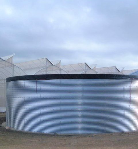 Water tank at tomato nursery, Dominican Republic