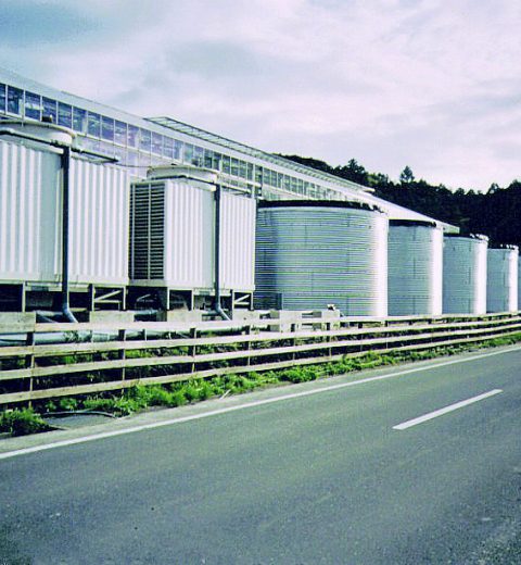 Water storage for a bird an flower park, Japan